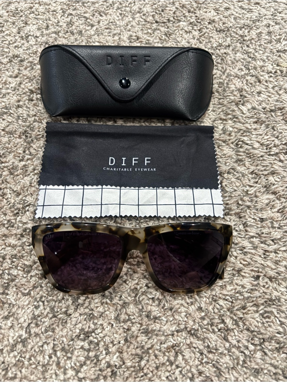 Diff Eyewear “Harper” Tortoise Shell Sunglasses with Dark Lenses